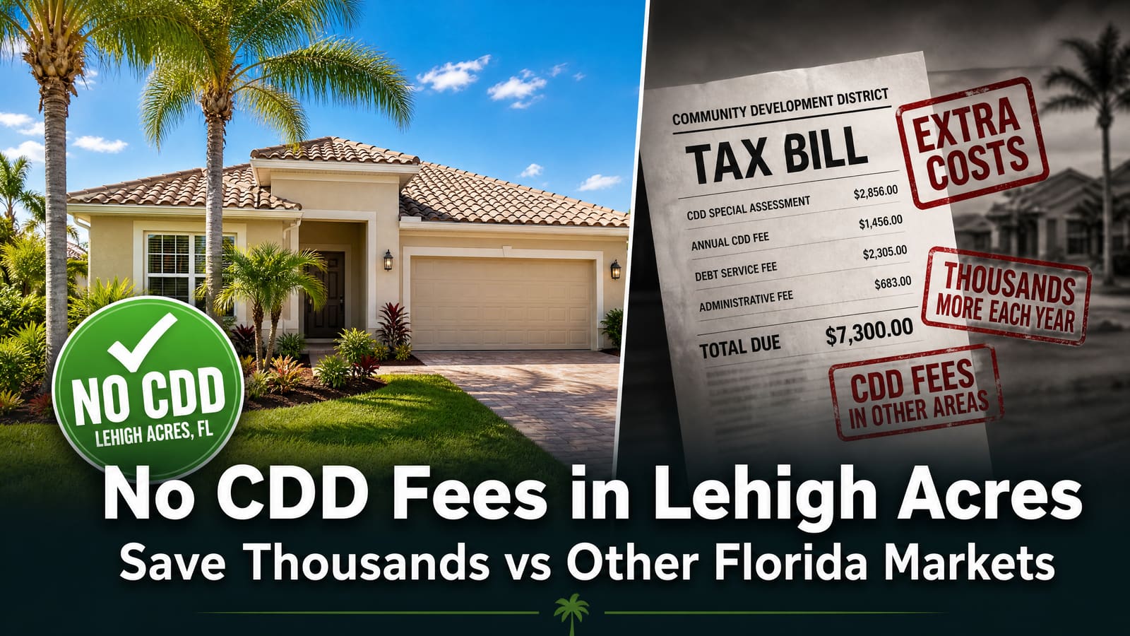No CDD Fees in Lehigh Acres: How New Construction Buyers Save Thousands vs Other Florida Markets